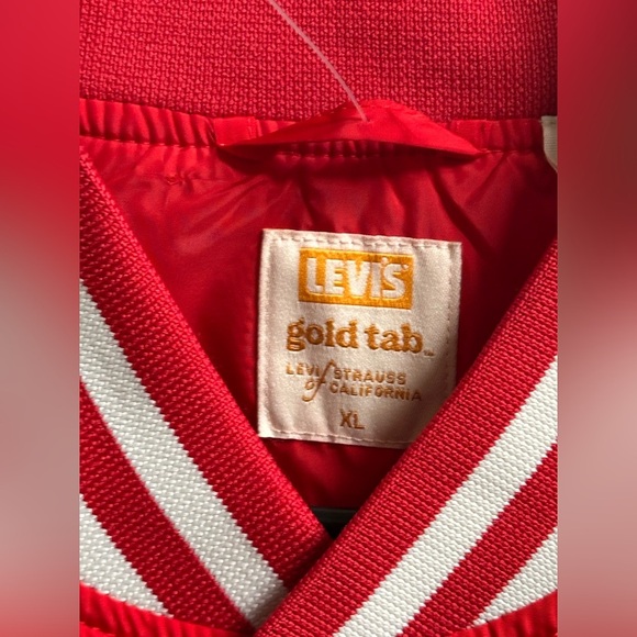 Levi’s Gold Tab Redwood Tech Baseball Jacket Women’s XL Oversized Red Bomber - Picture 7 of 11